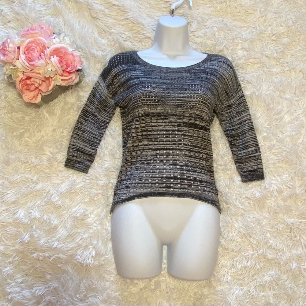 Express women’s black and grey stripe top, size XS